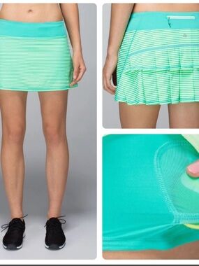 Lululemon Pace Setter Neon Bali Breeze Skort green Striped Golf
Tennis Size S
